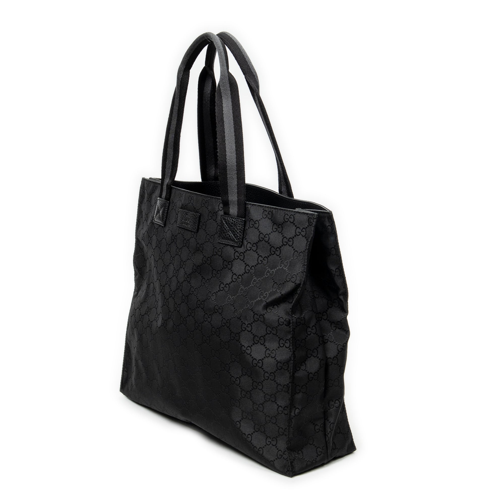 Shoulder Bag Square Web Shopper Black Monogrammed Nylon Canvas