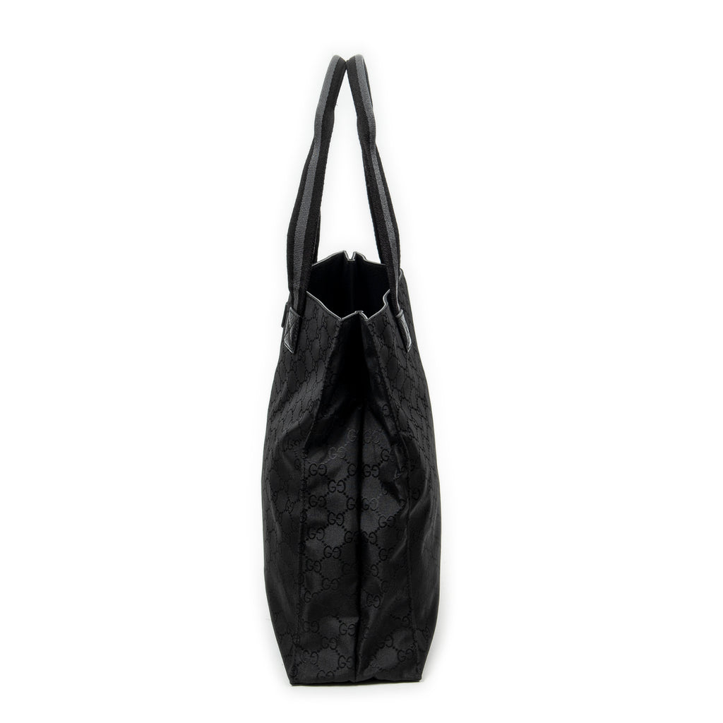 Shoulder Bag Square Web Shopper Black Monogrammed Nylon Canvas