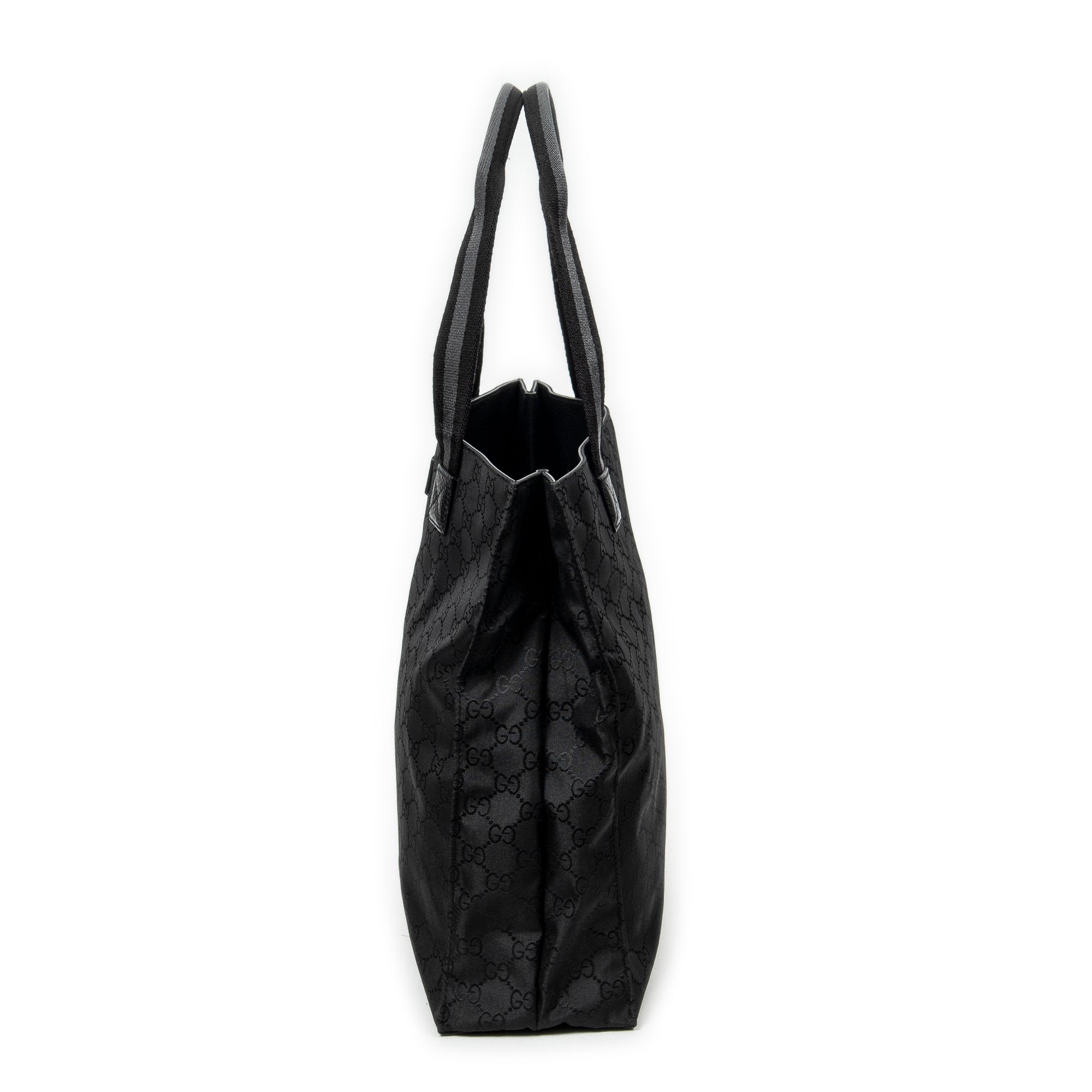 Shoulder Bag Square Web Shopper Black Monogrammed Nylon Canvas