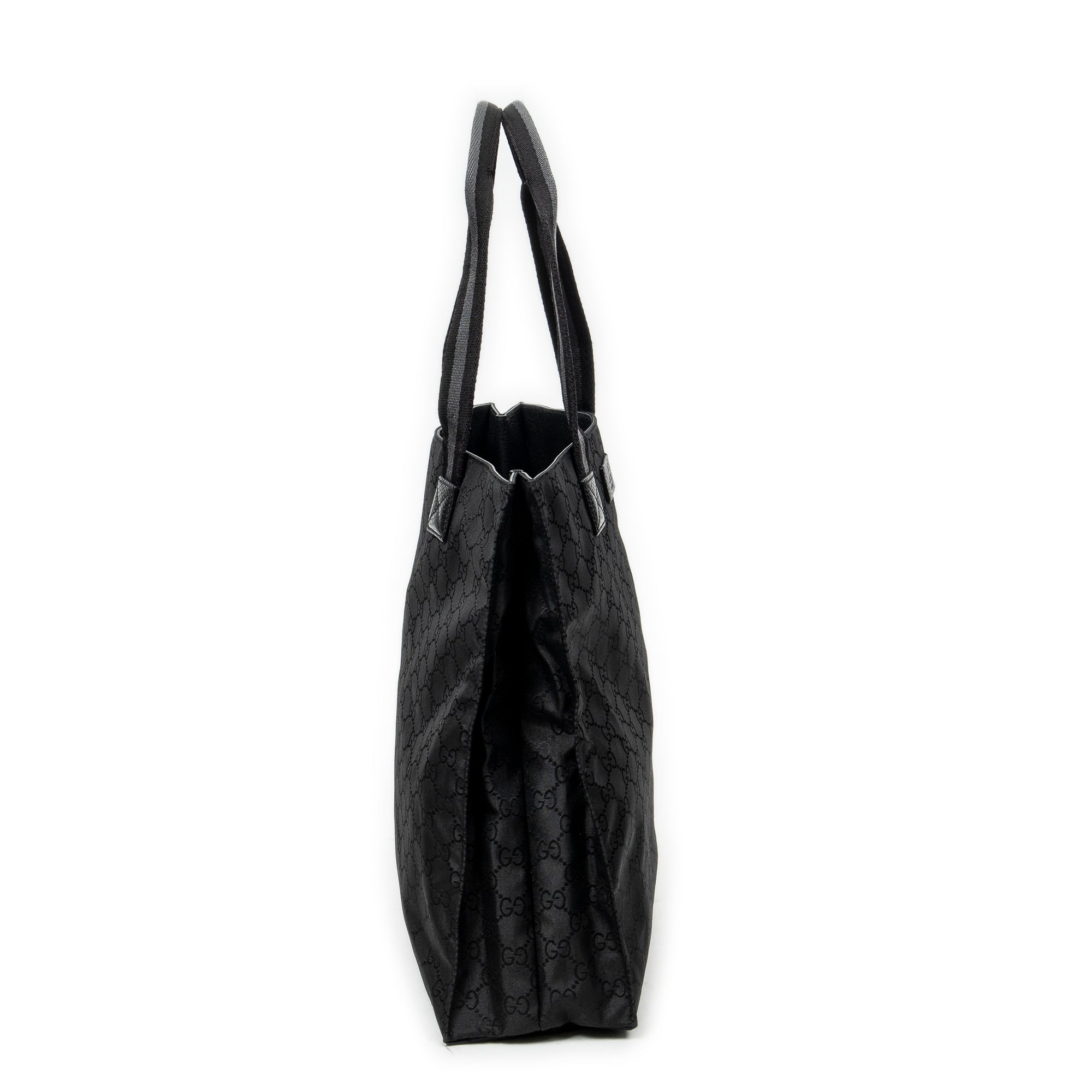 Shoulder Bag Square Web Shopper Black Monogrammed Nylon Canvas
