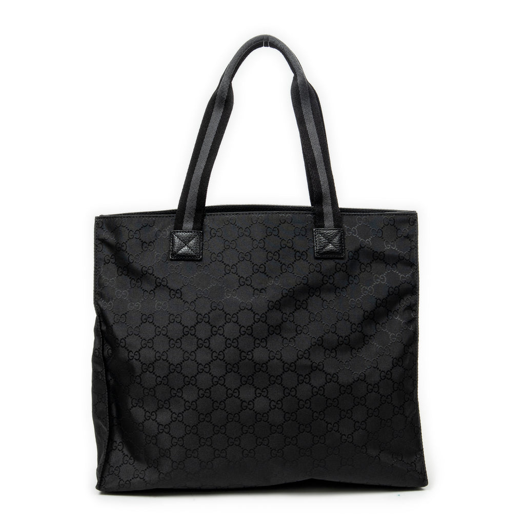 Shoulder Bag Square Web Shopper Black Monogrammed Nylon Canvas