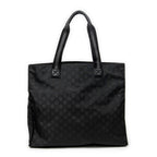 Shoulder Bag Square Web Shopper Black Monogrammed Nylon Canvas