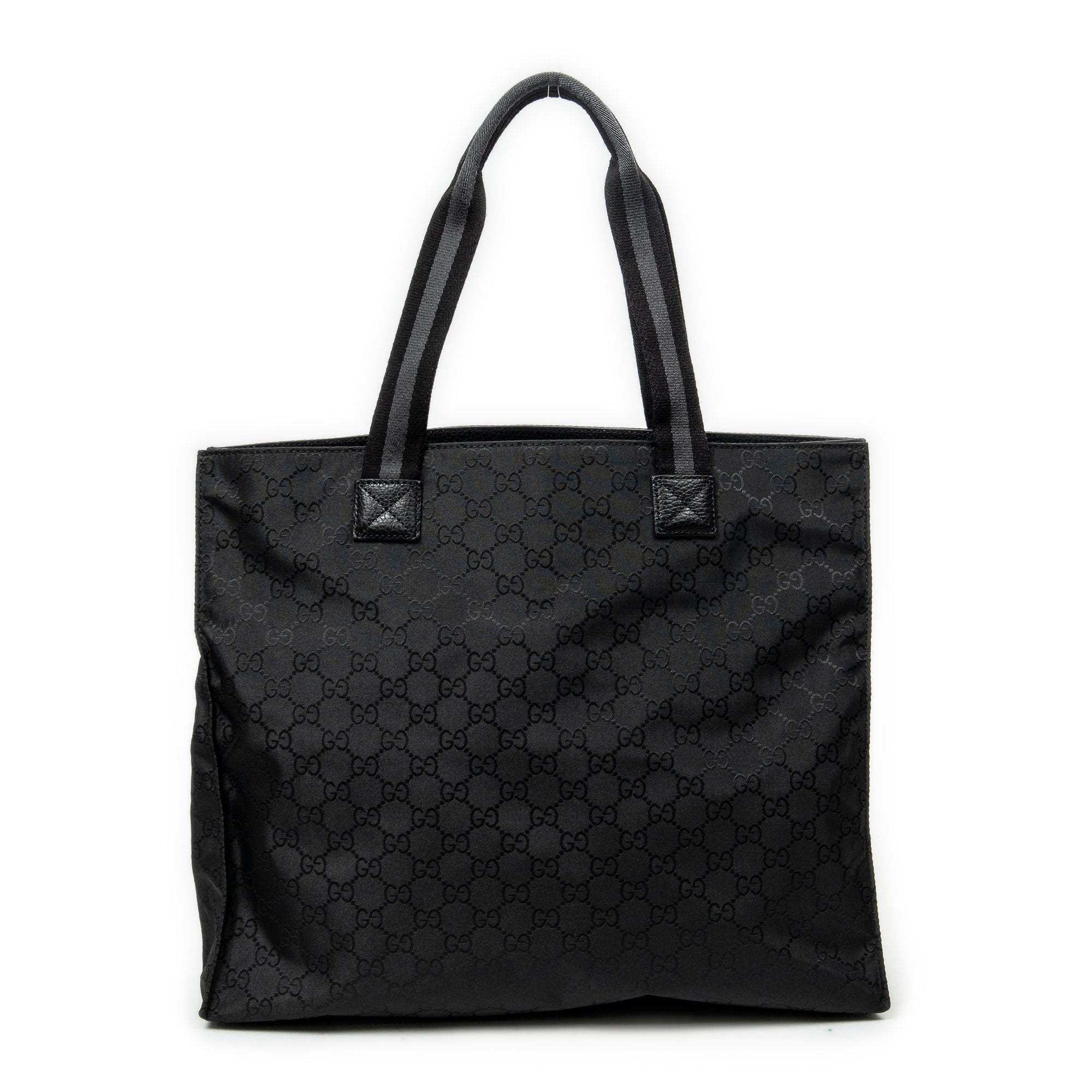 Shoulder Bag Square Web Shopper Black Monogrammed Nylon Canvas