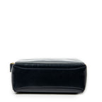 Shoulder Bag Vintage Turn Lock Top Handle Navy Smooth Calfskin Leather