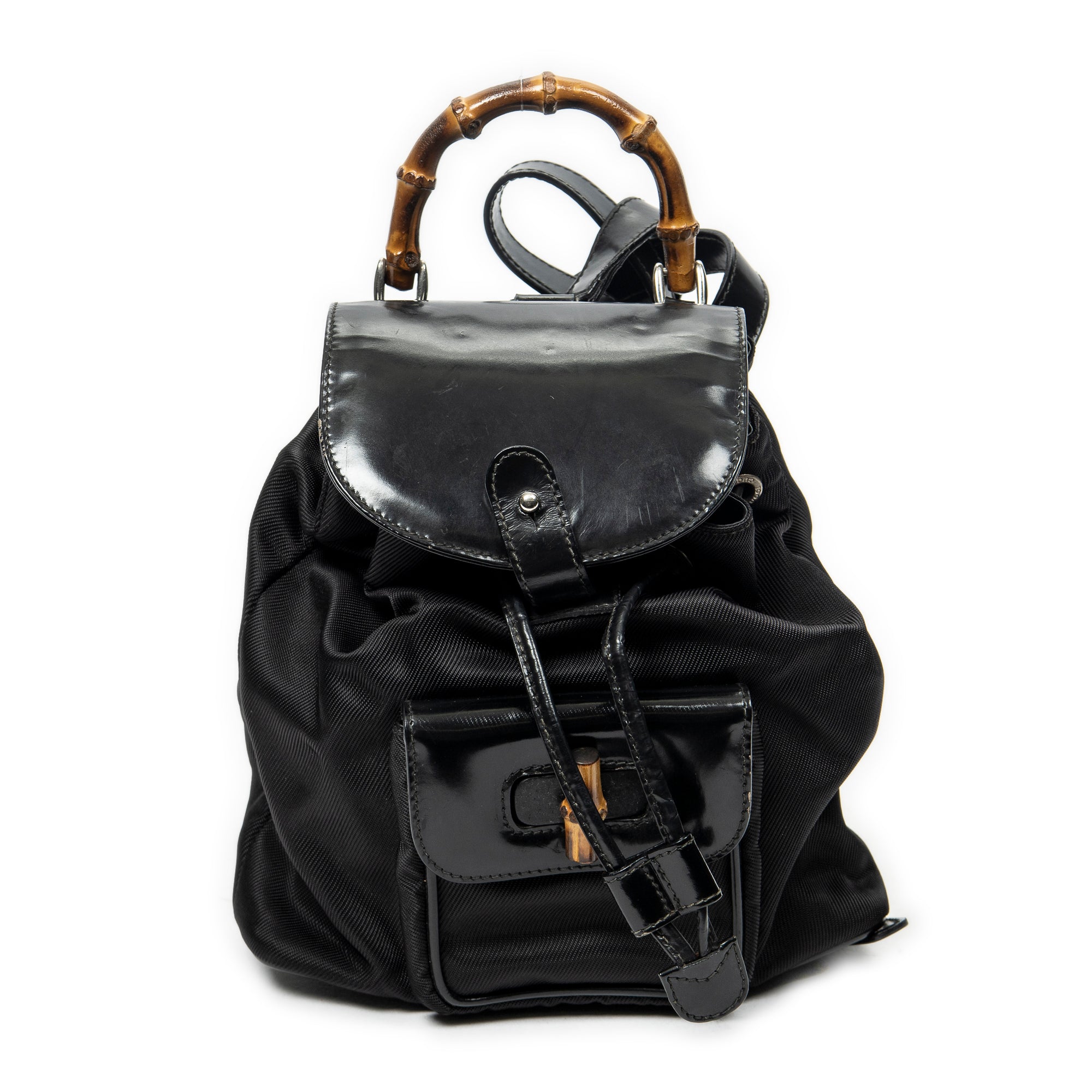 Backpack Mini Bamboo Backpack Black Nylon Canvas