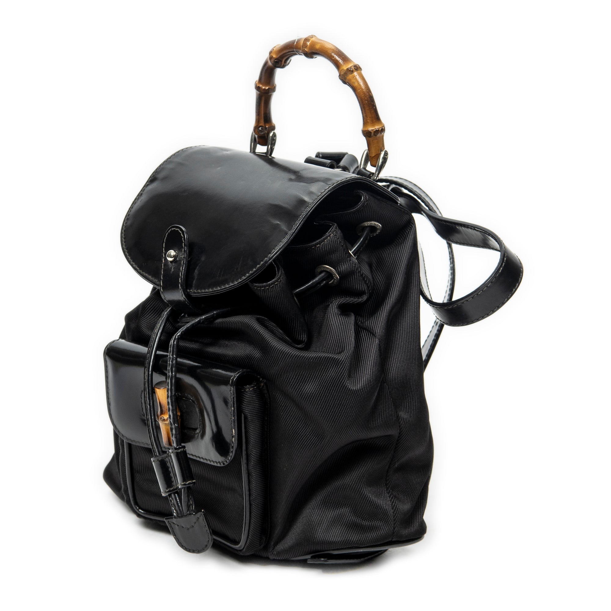 Backpack Mini Bamboo Backpack Black Nylon Canvas