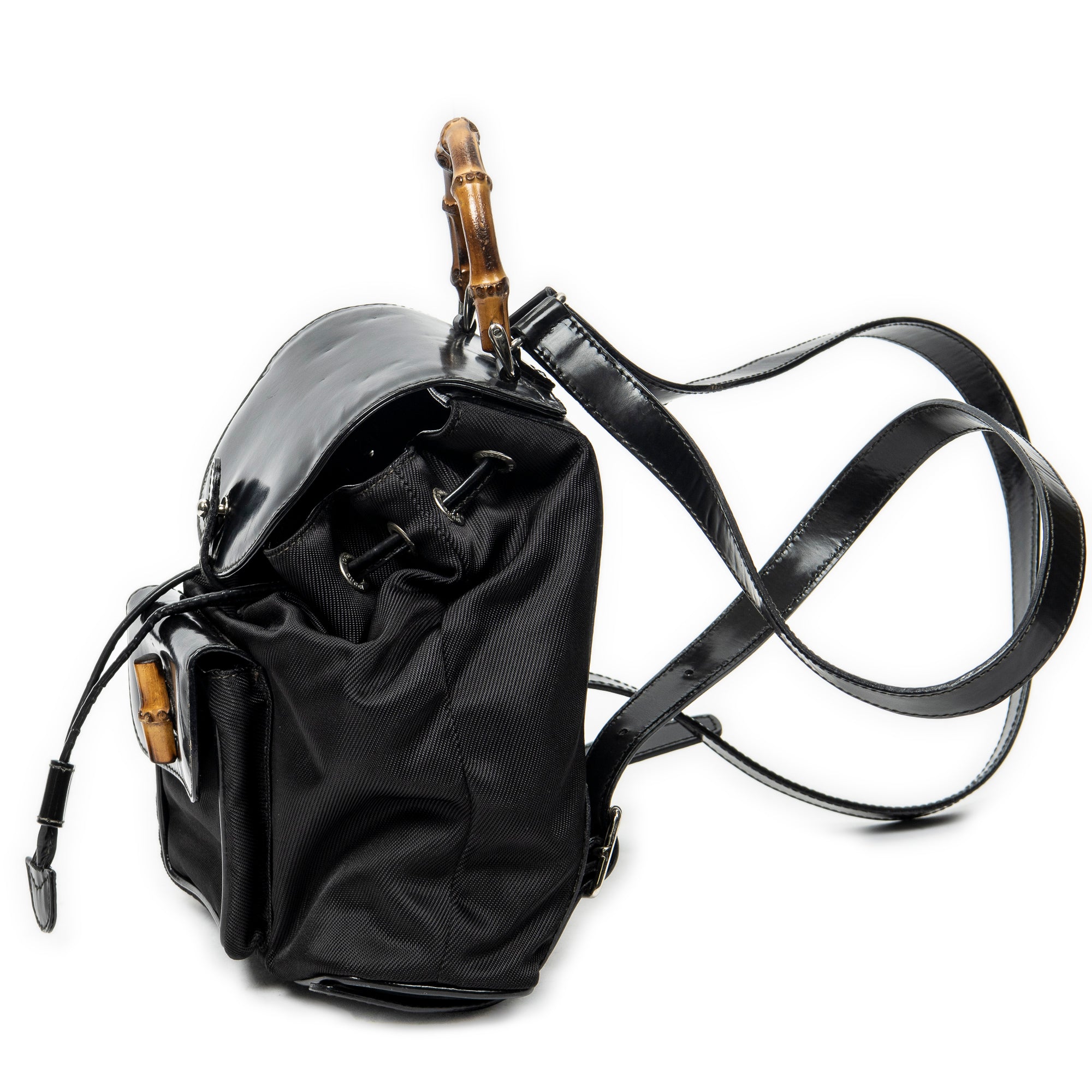 Backpack Mini Bamboo Backpack Black Nylon Canvas