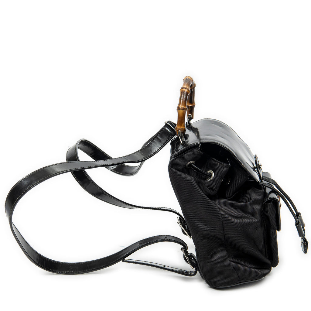 Backpack Mini Bamboo Backpack Black Nylon Canvas