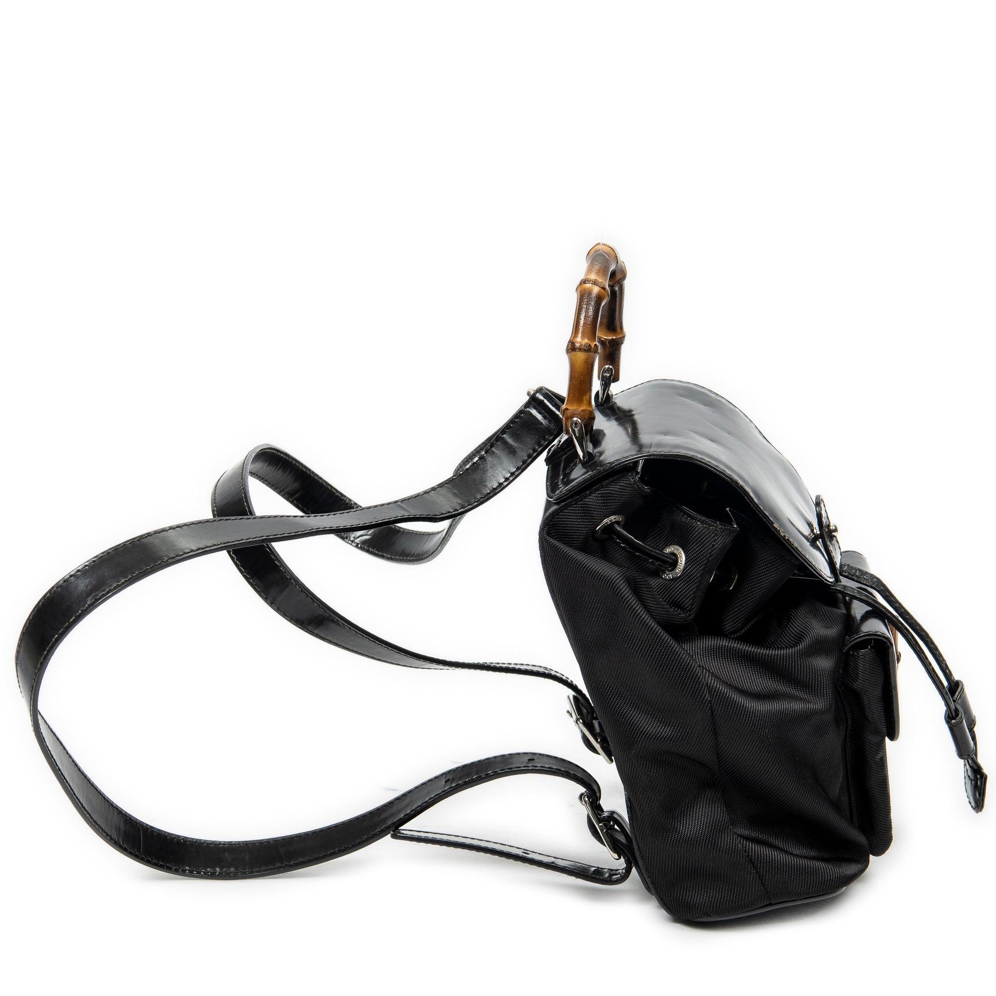 Backpack Mini Bamboo Backpack Black Nylon Canvas