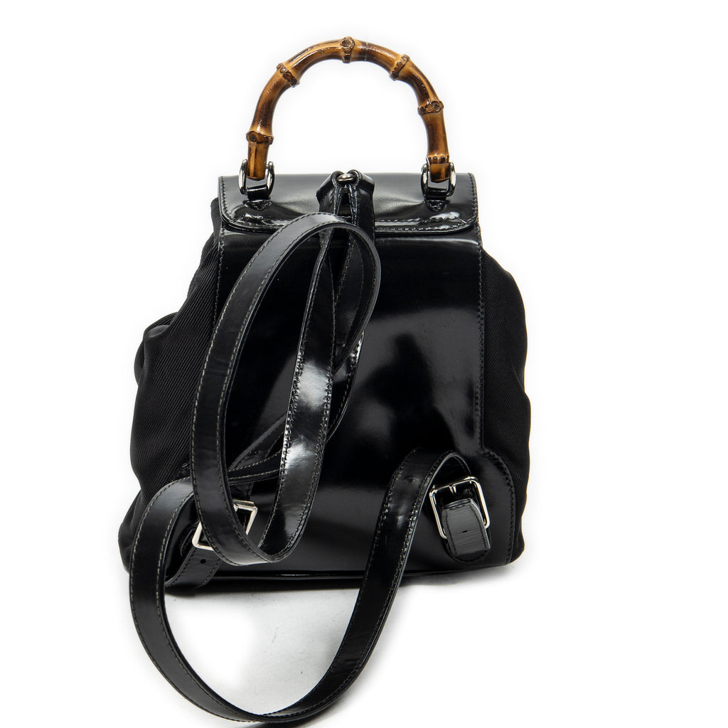Backpack Mini Bamboo Backpack Black Nylon Canvas