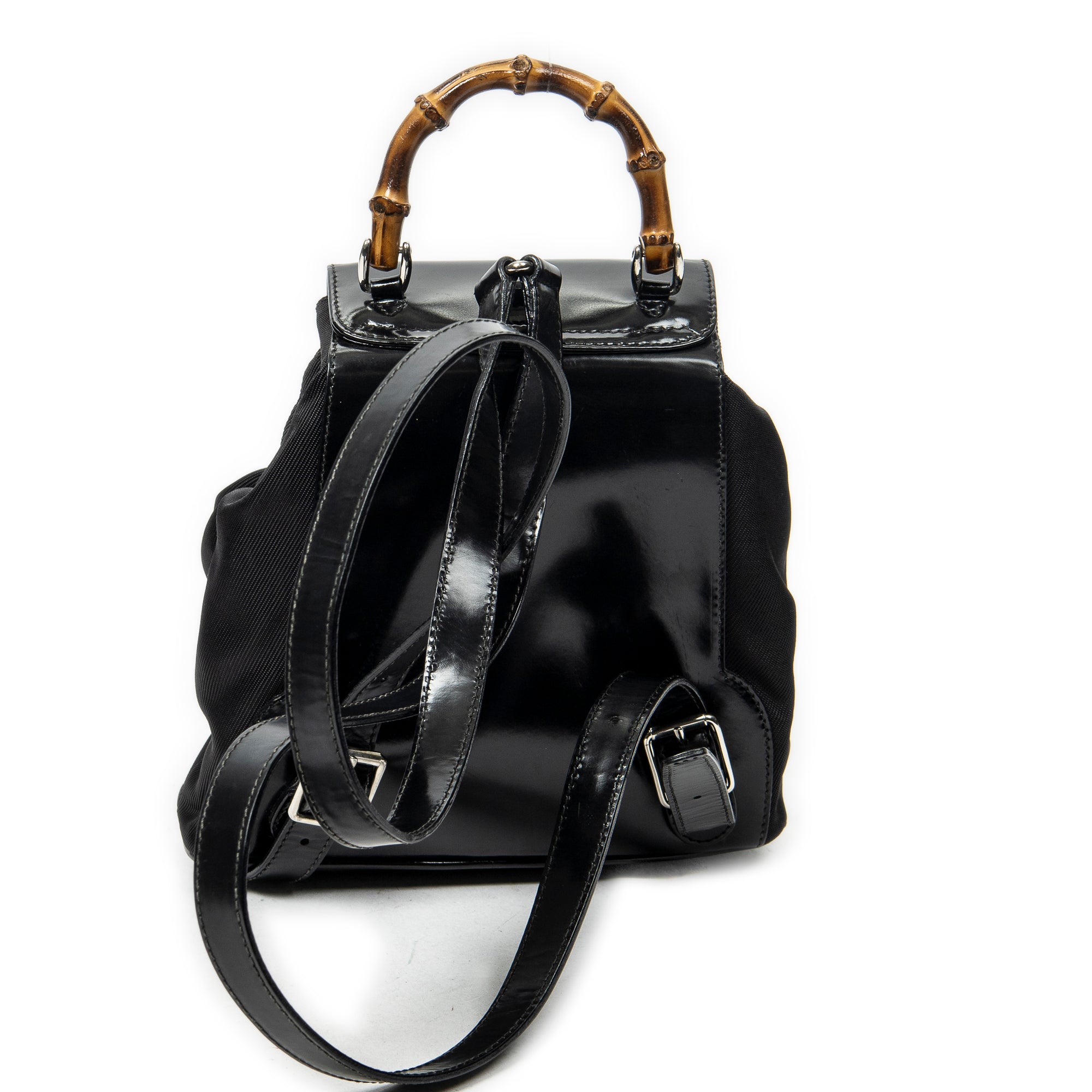 Backpack Mini Bamboo Backpack Black Nylon Canvas