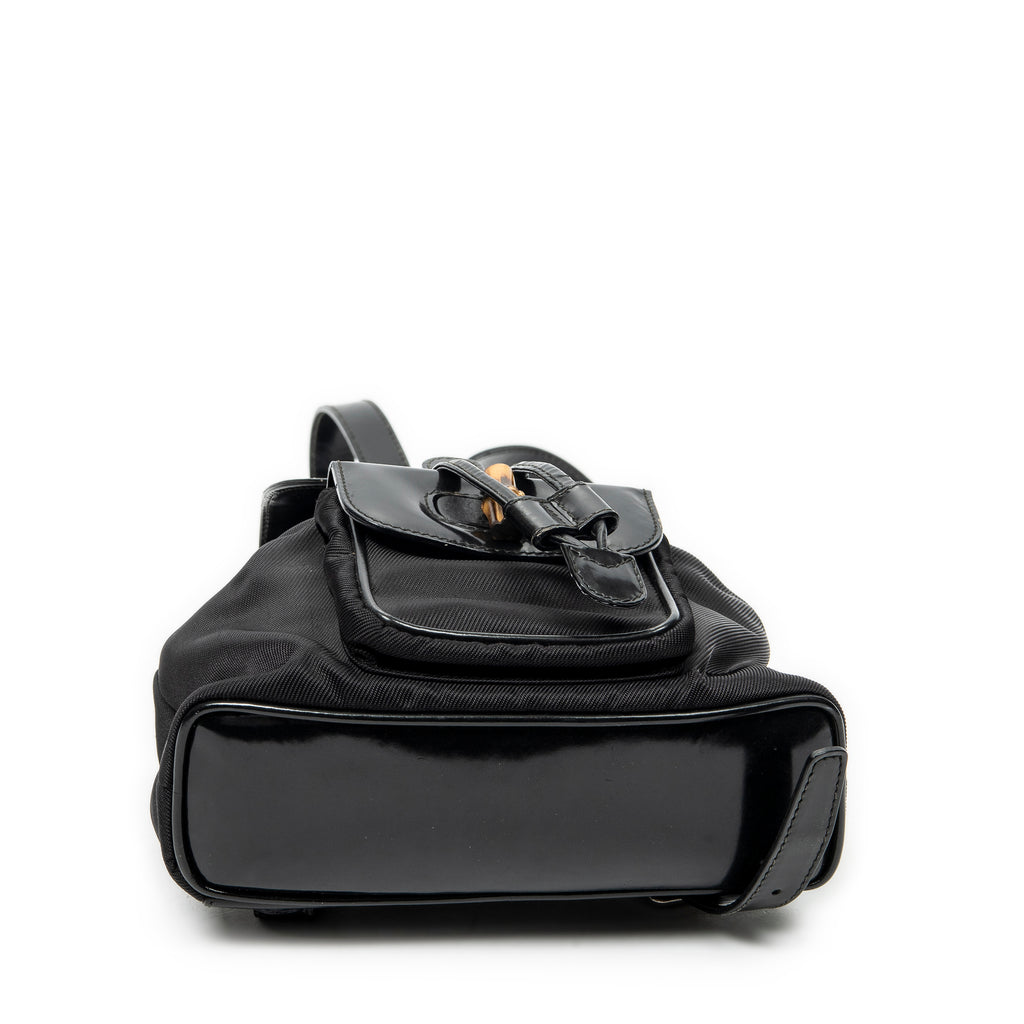 Backpack Mini Bamboo Backpack Black Nylon Canvas