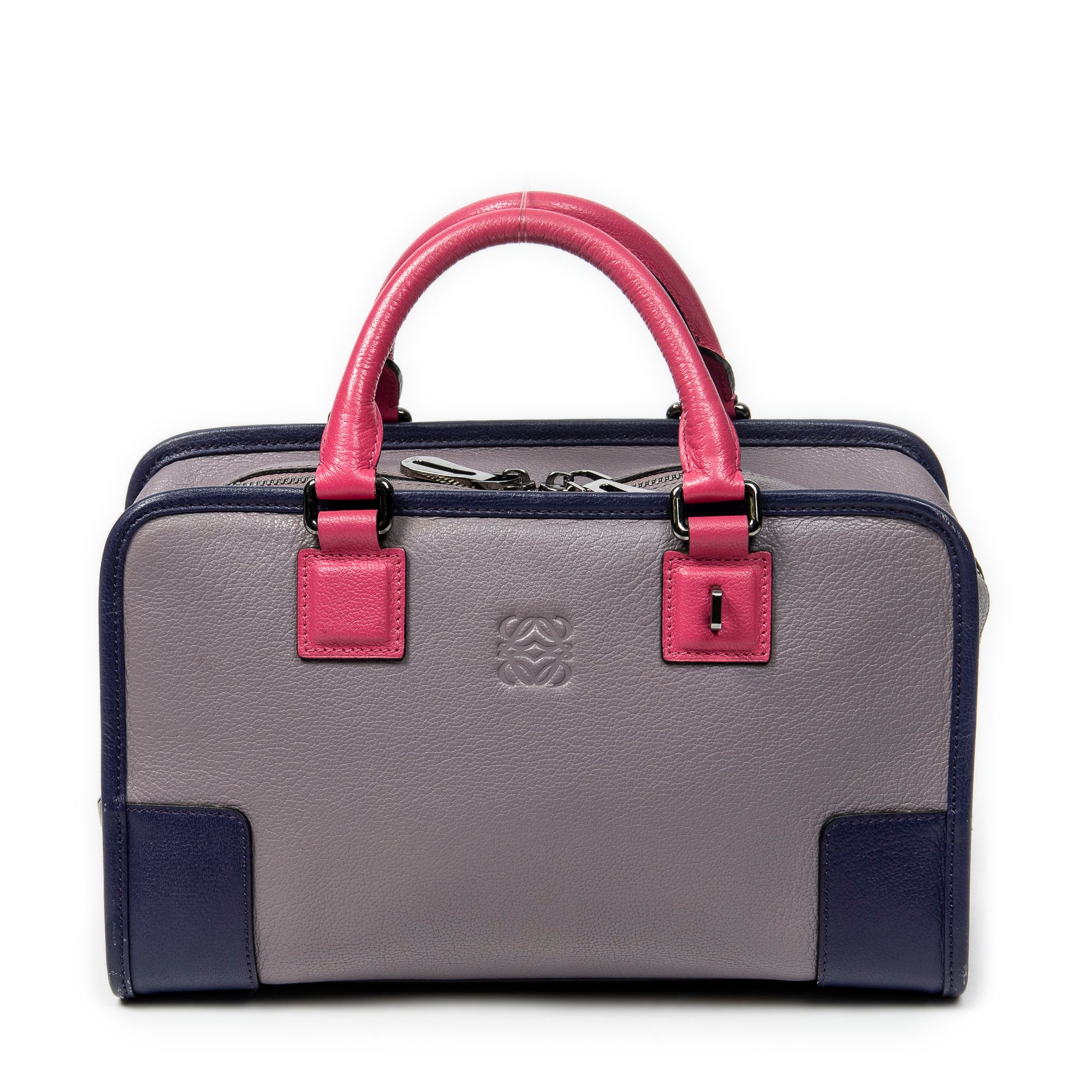 Handbag Tricolor Amazona 28 Lilac Grained Calfskin Leather