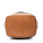 Shoulder Bag Vintage Side Zip Bucket Tote Brown Macadam Coated Canvas