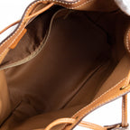 Shoulder Bag Vintage Side Zip Bucket Tote Brown Macadam Coated Canvas