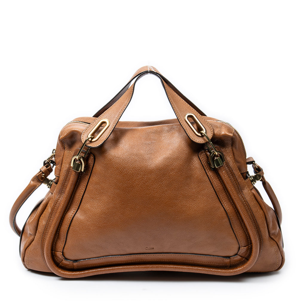 Shoulder Bag Large Paraty Brown Grained Calfskin Leather