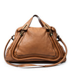 Shoulder Bag Large Paraty Brown Grained Calfskin Leather