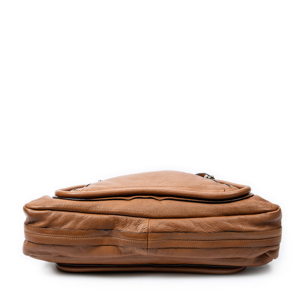 Shoulder Bag Large Paraty Brown Grained Calfskin Leather