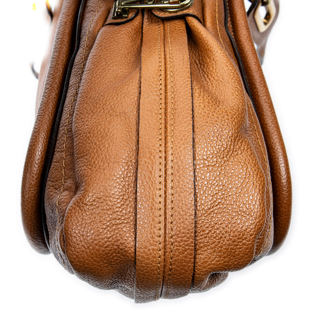 Shoulder Bag Large Paraty Brown Grained Calfskin Leather