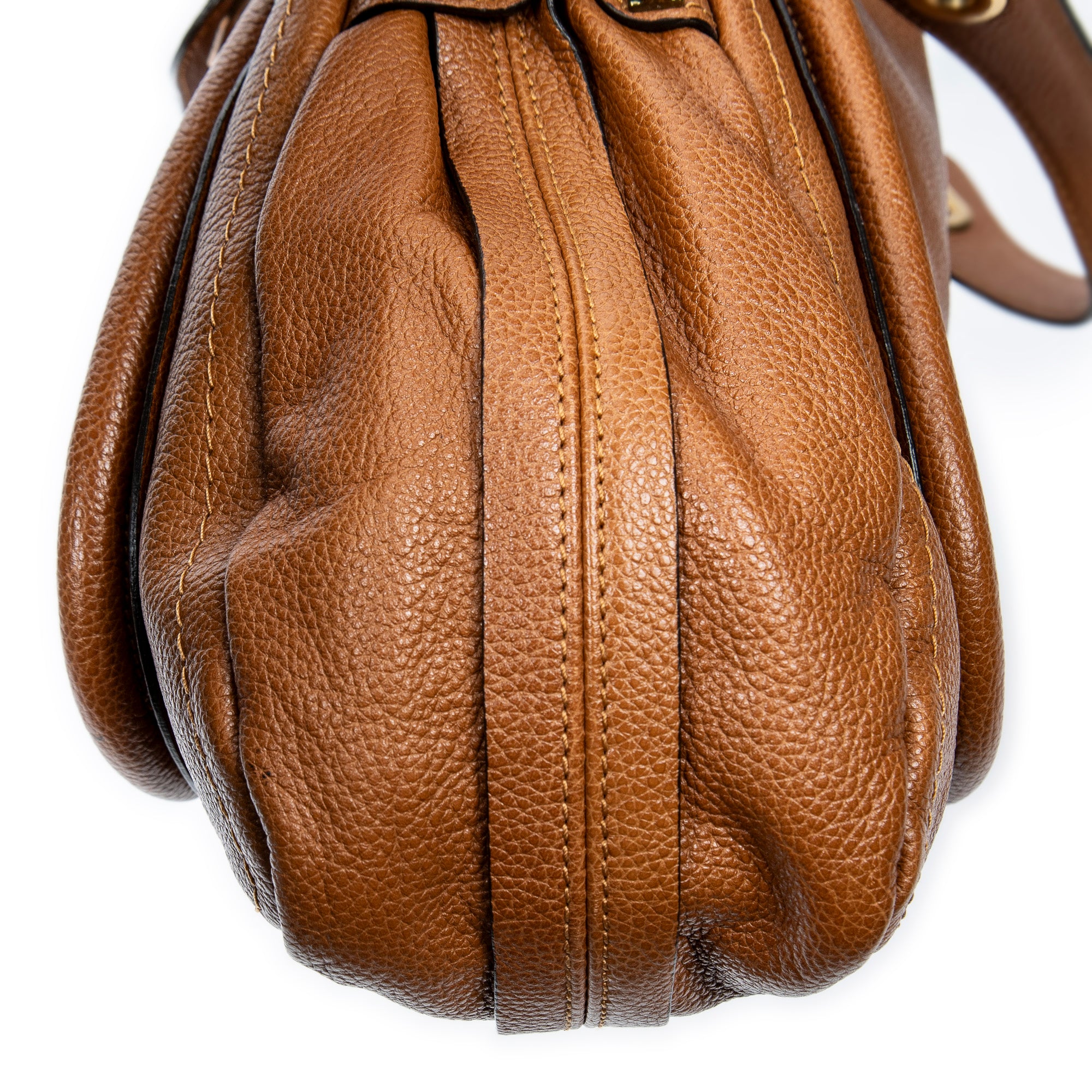 Shoulder Bag Large Paraty Brown Grained Calfskin Leather