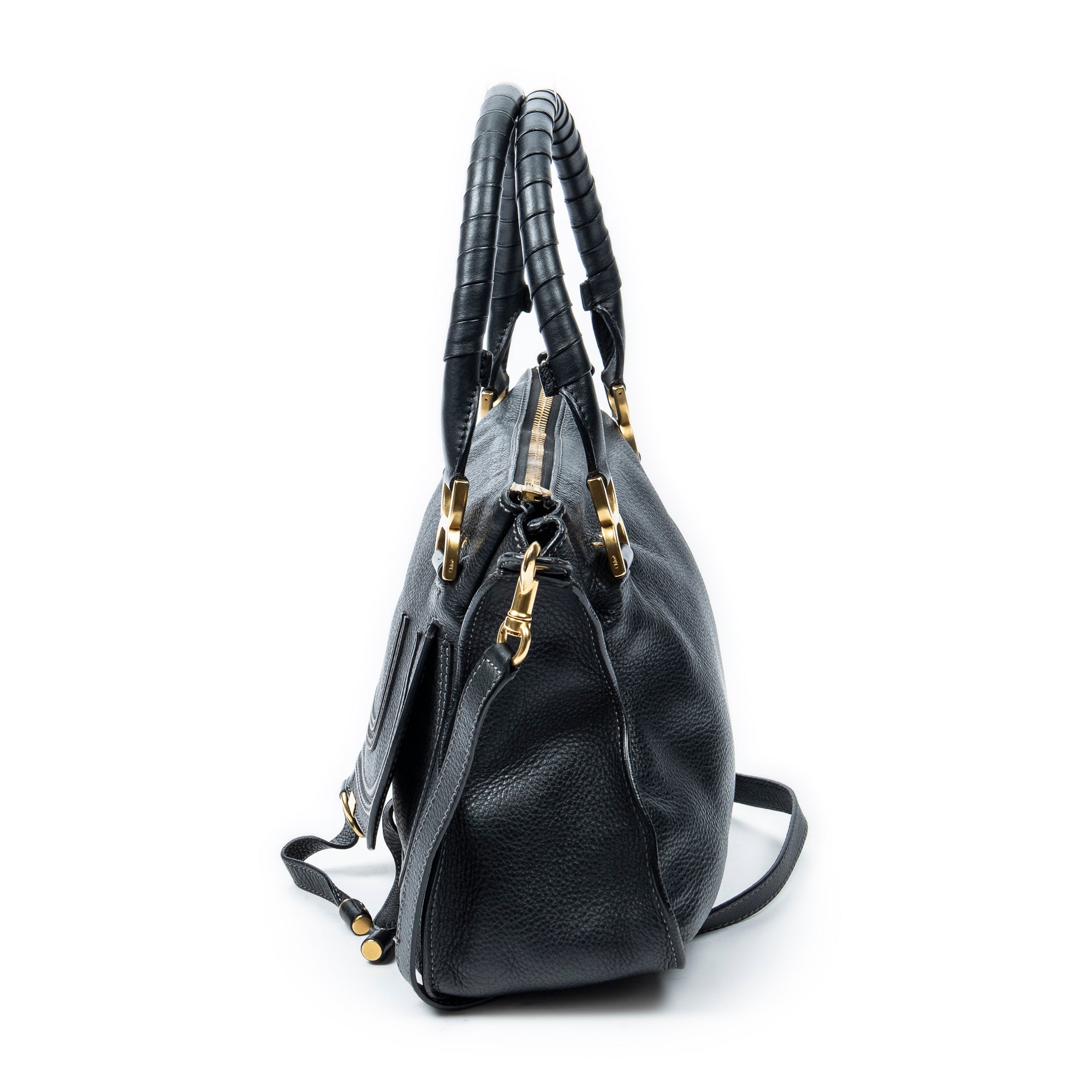 Shoulder Bag Medium Marcie Black Grained Calfskin Leather