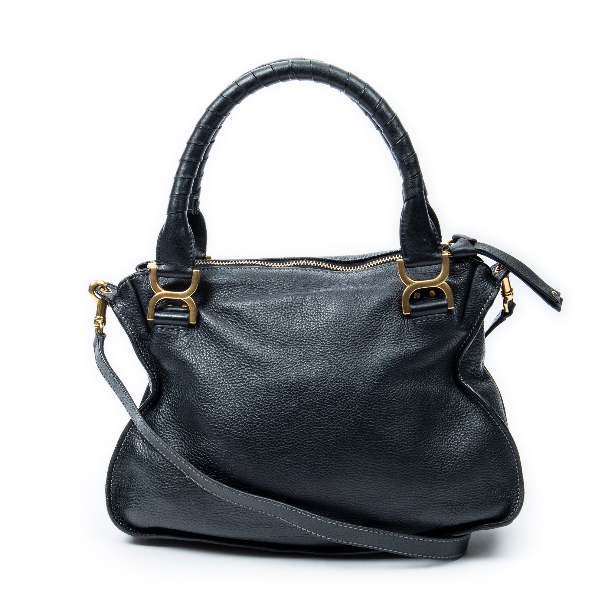 Shoulder Bag Medium Marcie Black Grained Calfskin Leather