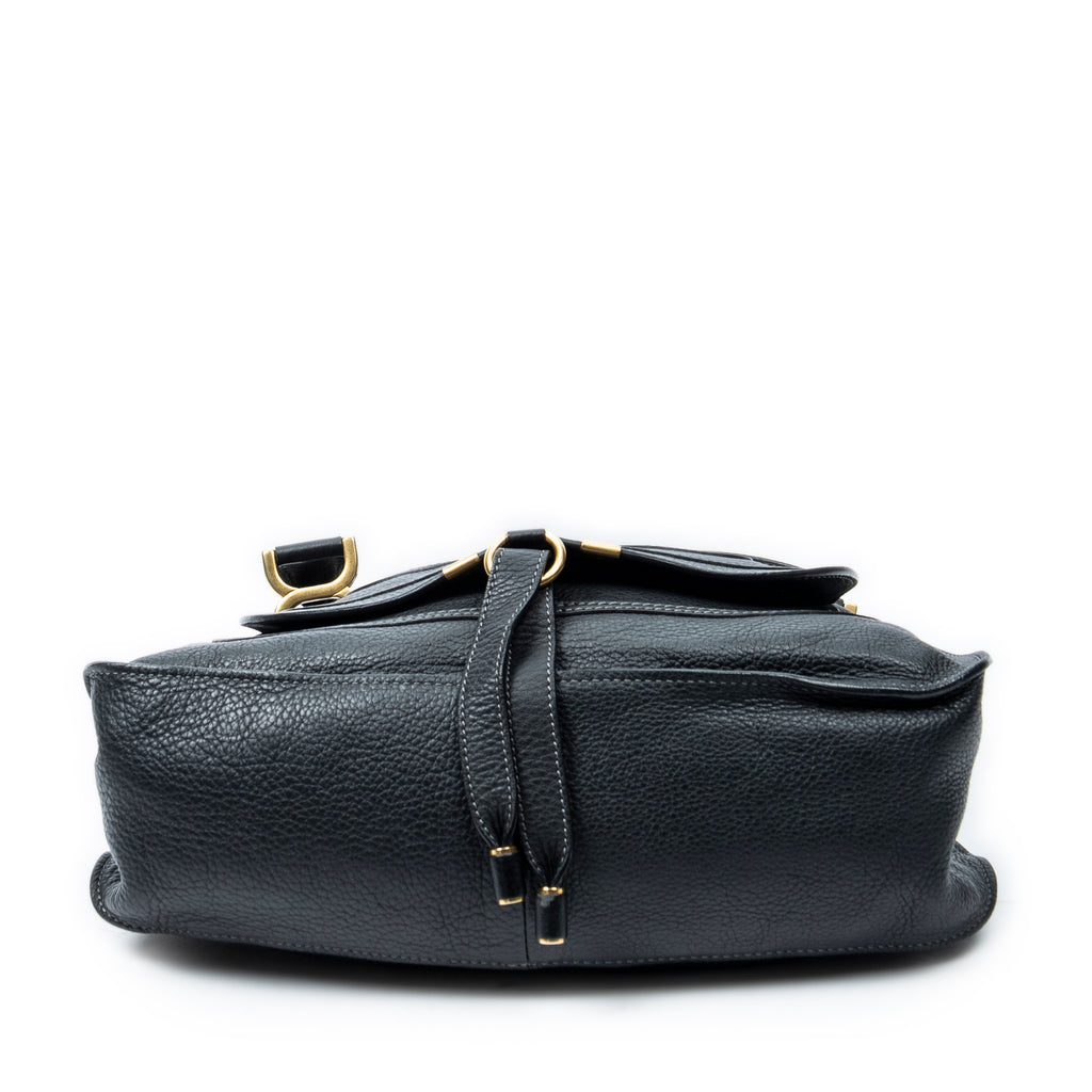 Shoulder Bag Medium Marcie Black Grained Calfskin Leather