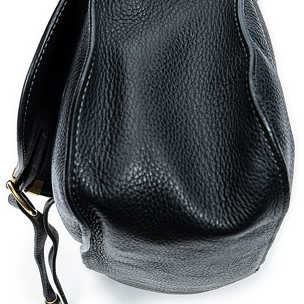 Shoulder Bag Medium Marcie Black Grained Calfskin Leather