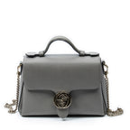 Shoulder Bag Interlocking G Top Handle Grey Grained Calfskin Leather