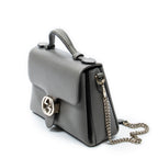Shoulder Bag Interlocking G Top Handle Grey Grained Calfskin Leather