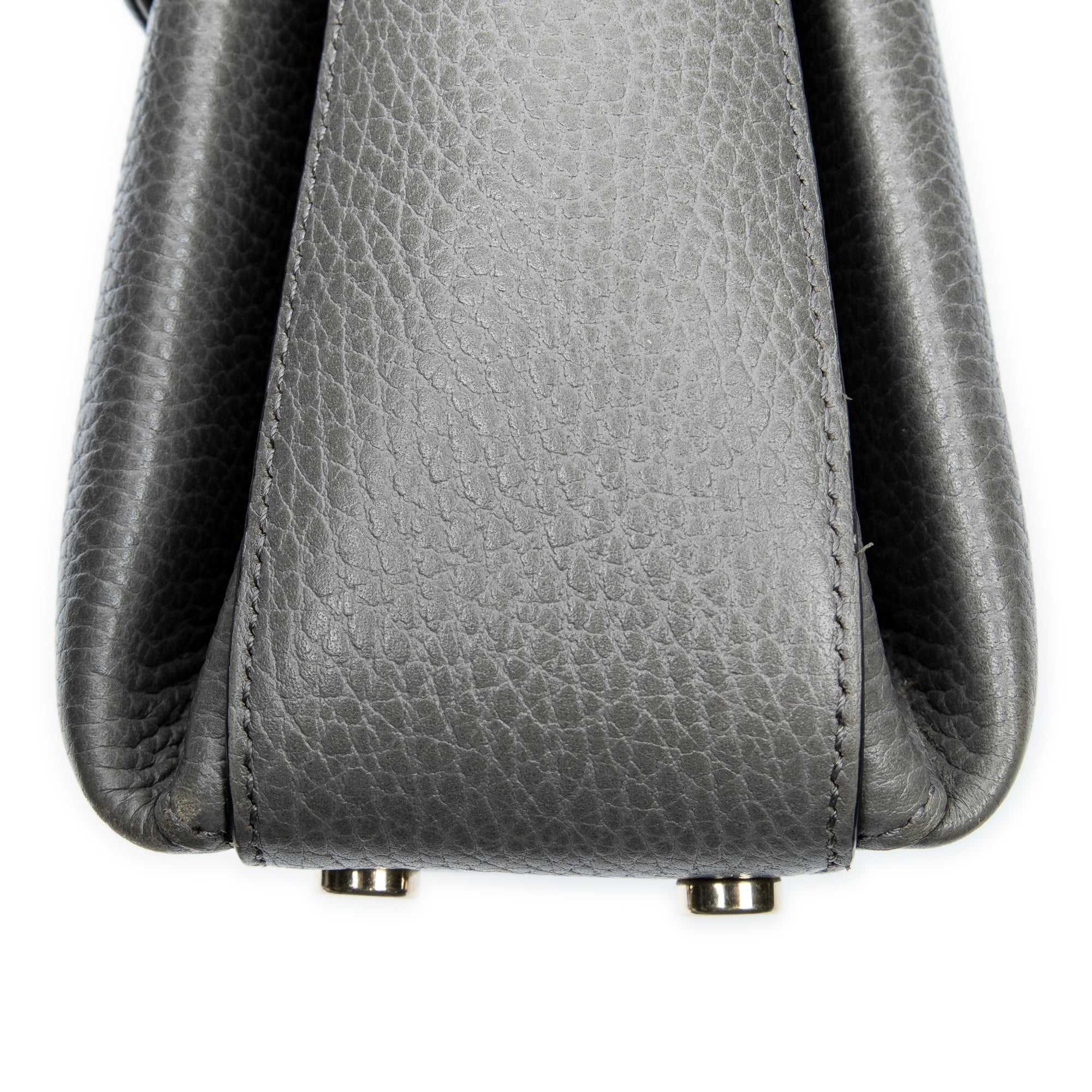 Shoulder Bag Interlocking G Top Handle Grey Grained Calfskin Leather