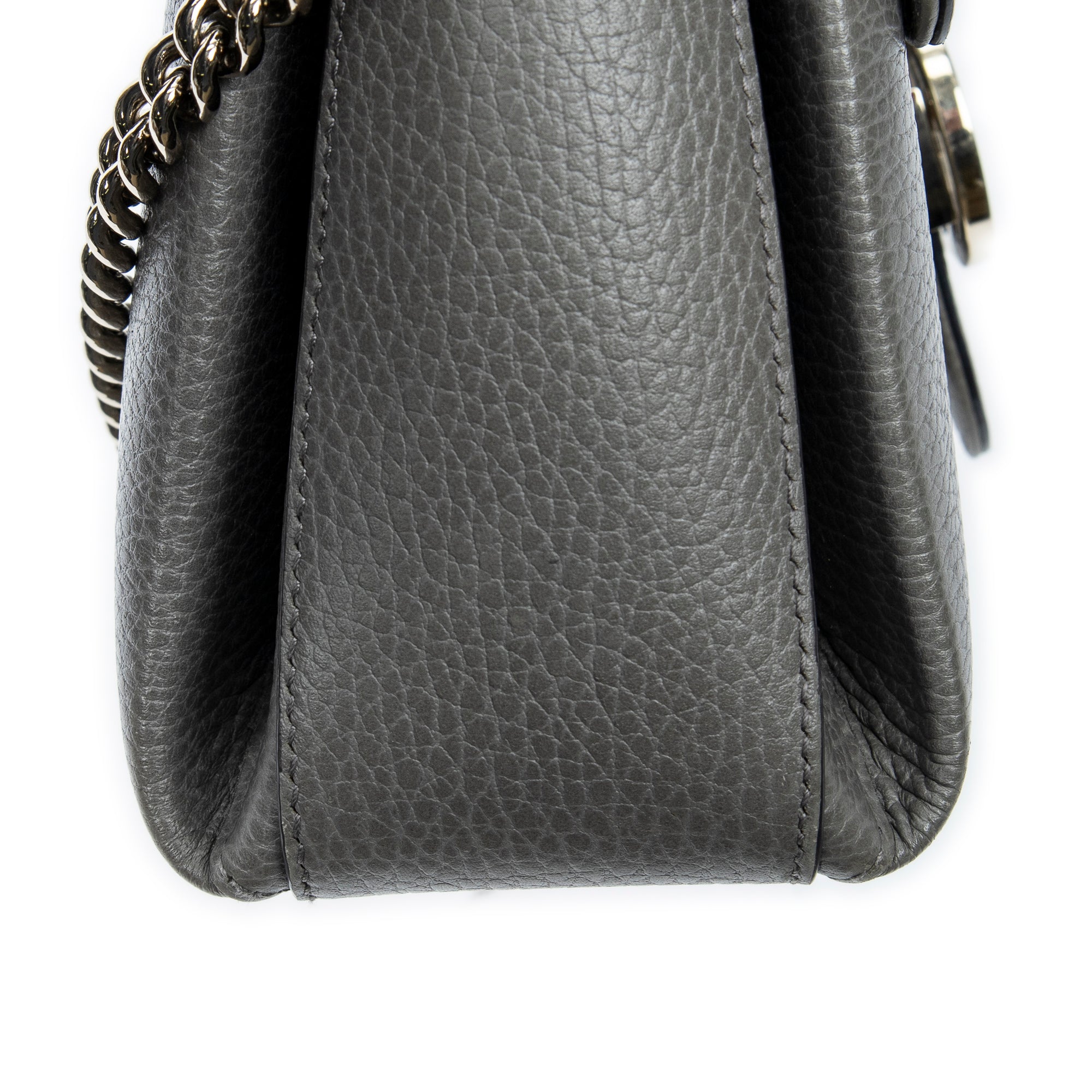 Shoulder Bag Interlocking G Top Handle Grey Grained Calfskin Leather