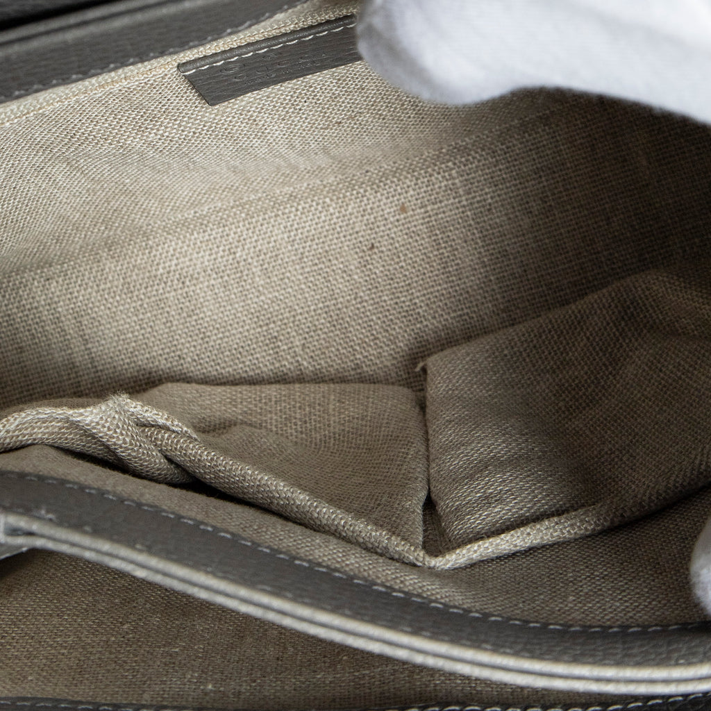 Shoulder Bag Interlocking G Top Handle Grey Grained Calfskin Leather