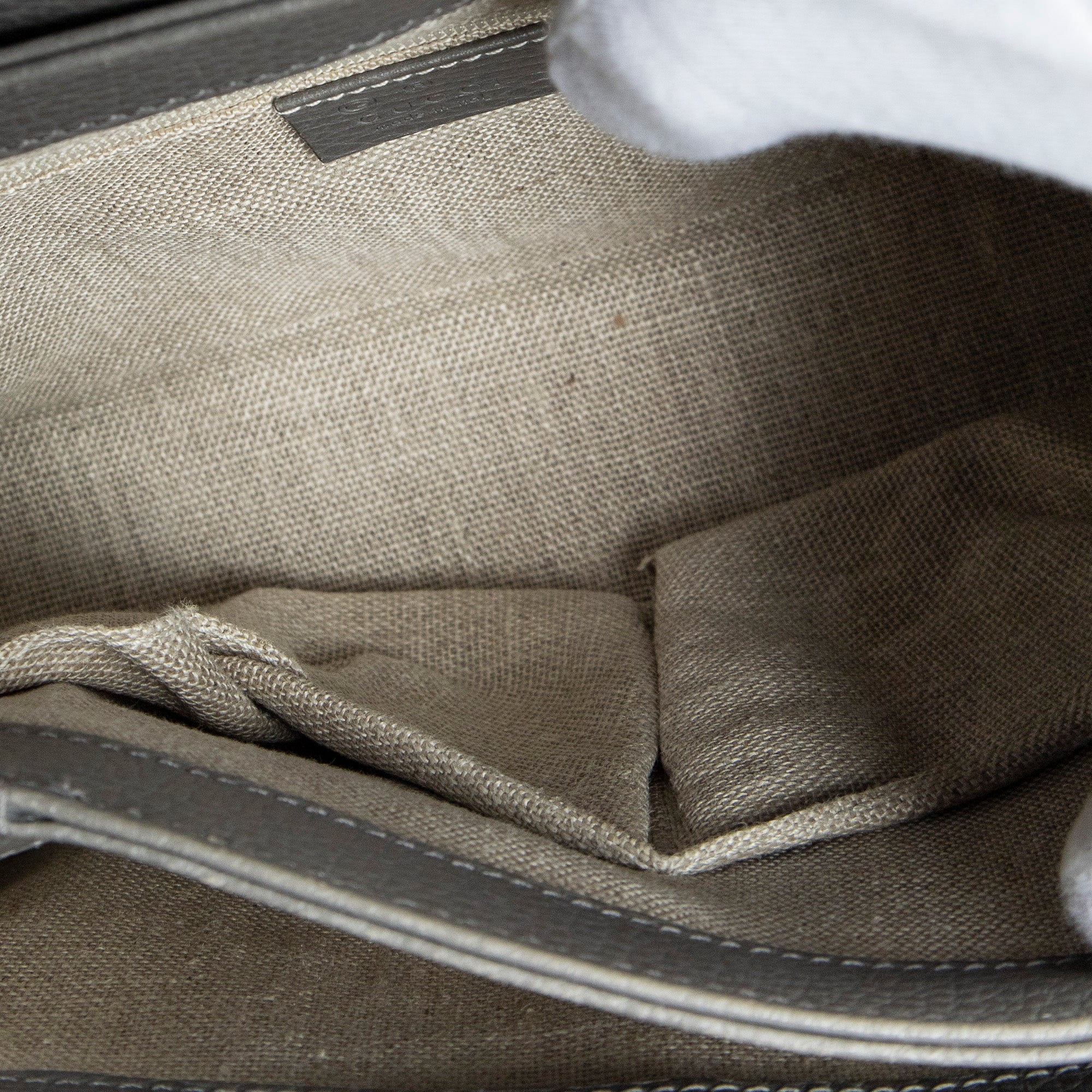Shoulder Bag Interlocking G Top Handle Grey Grained Calfskin Leather