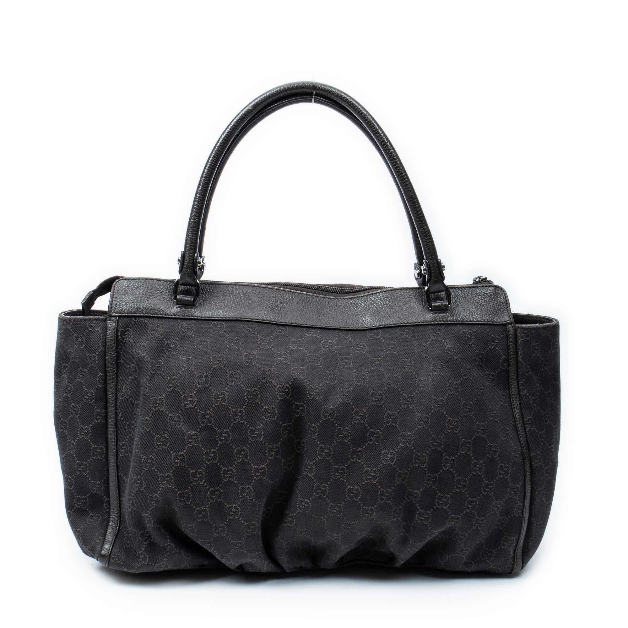 Shoulder Bag Large D-Ring Abbey Zip Tote Dark Brown Monogrammed Denim Canvas