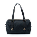 Sac bandoulière Charmy Boston en toile monogrammée noire