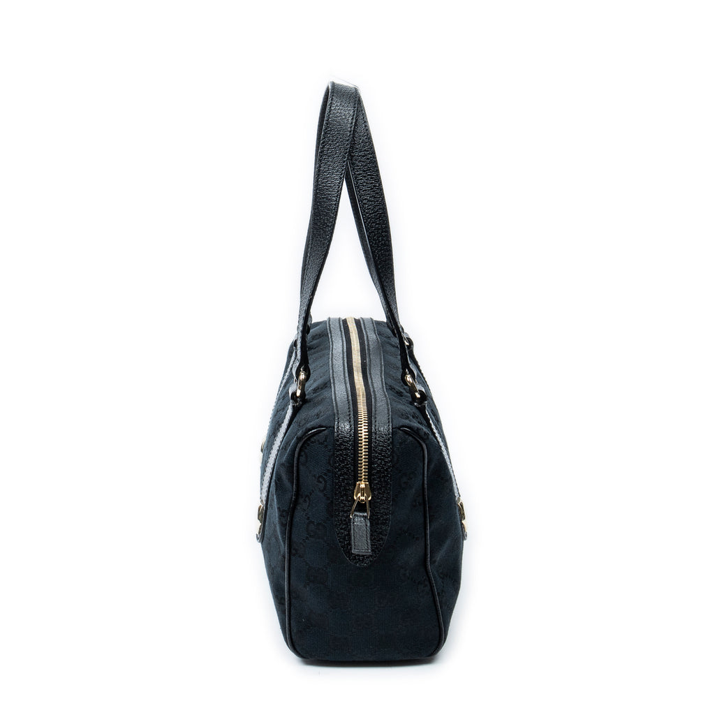 Sac bandoulière Charmy Boston en toile monogrammée noire
