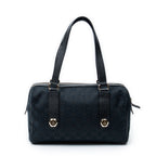 Sac bandoulière Charmy Boston en toile monogrammée noire