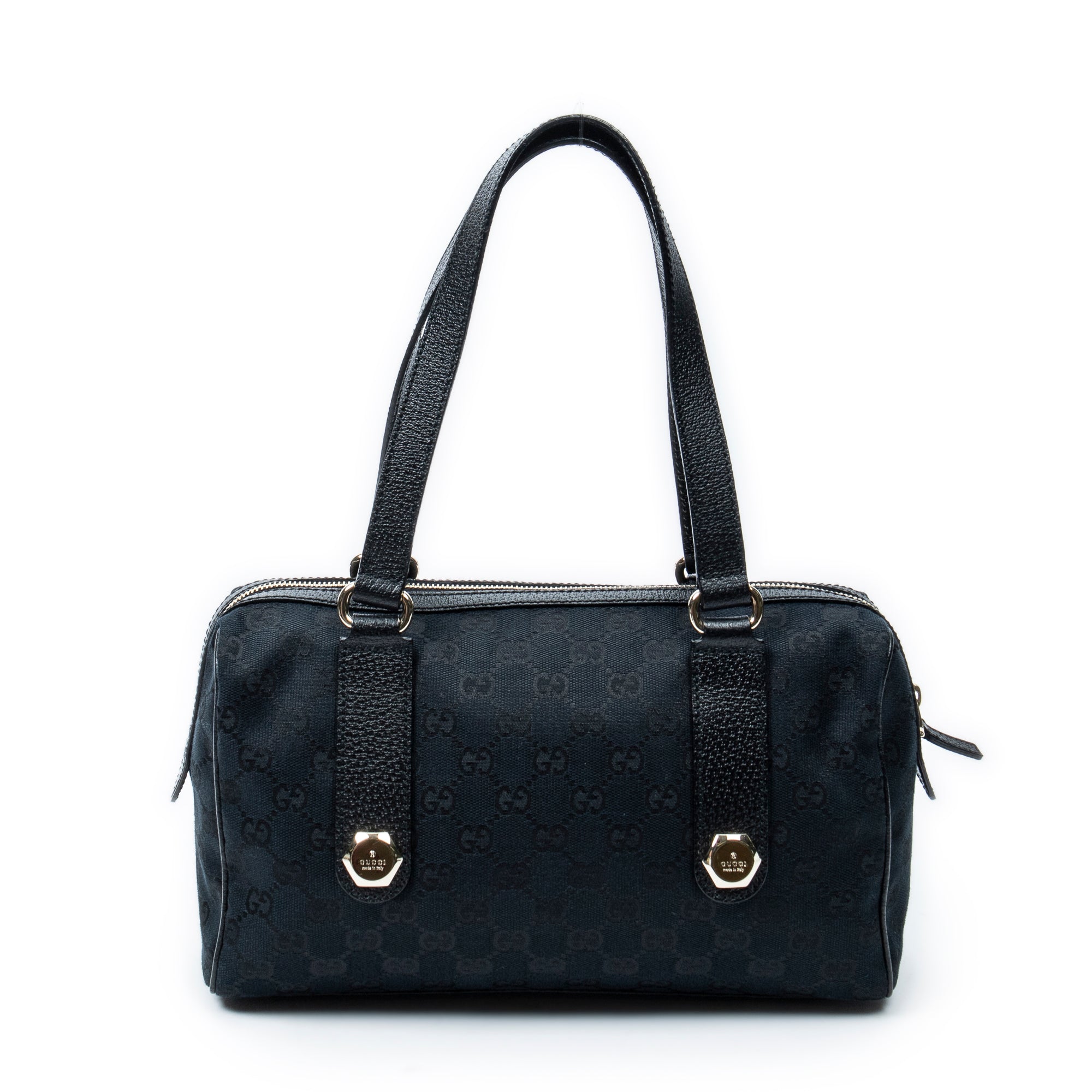 Bolso de Hombro Charmy Boston Negro Lona Monogrammed