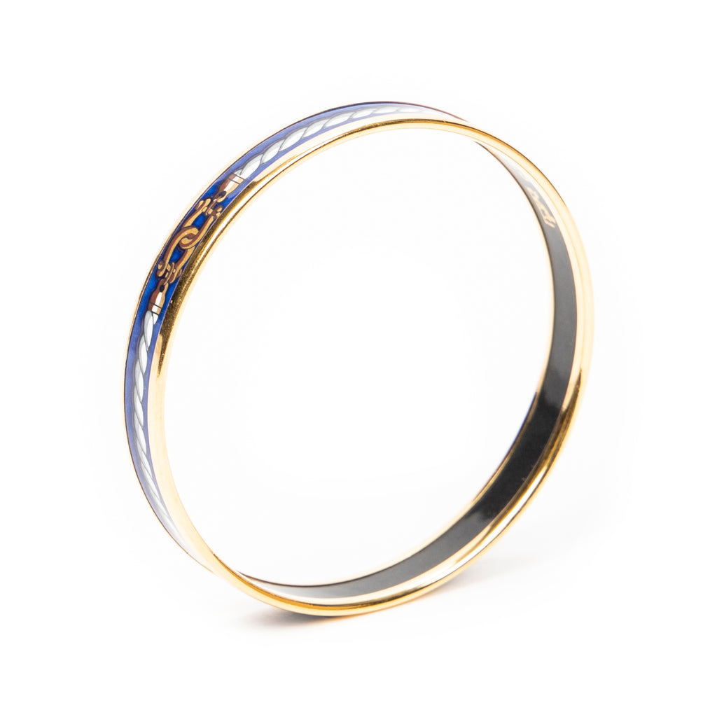 Bracelet Enamel Bangle PM Blue Rope Motif