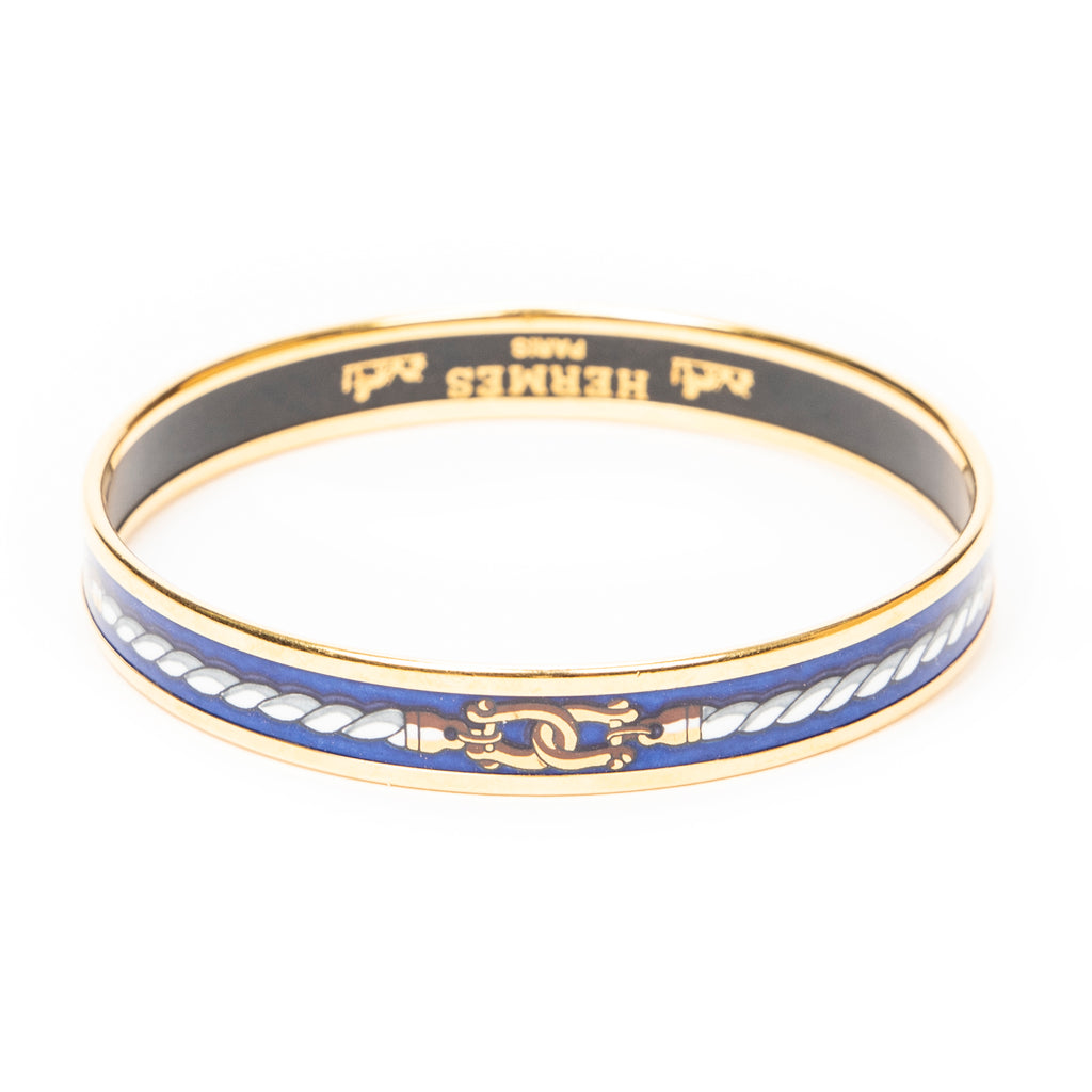 Bracelet Enamel Bangle PM Blue Rope Motif