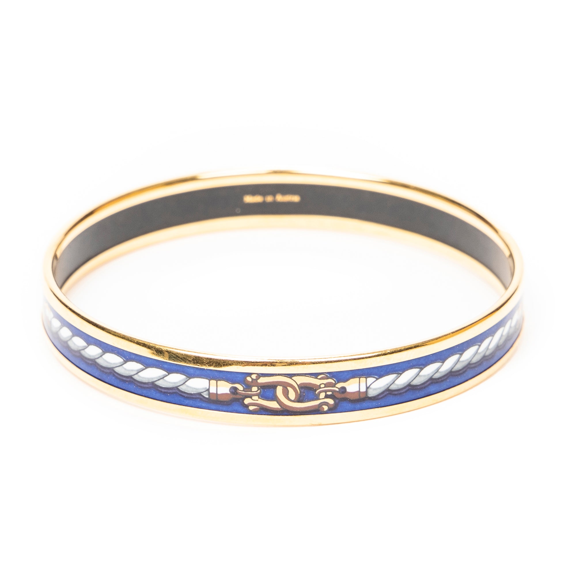 Bracelet Enamel Bangle PM Blue Rope Motif
