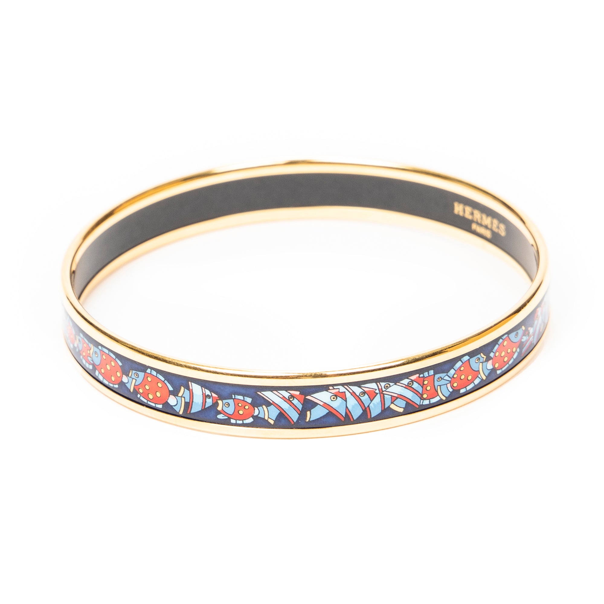 Bracelet Enamel Bangle PM Navy Fish Motif