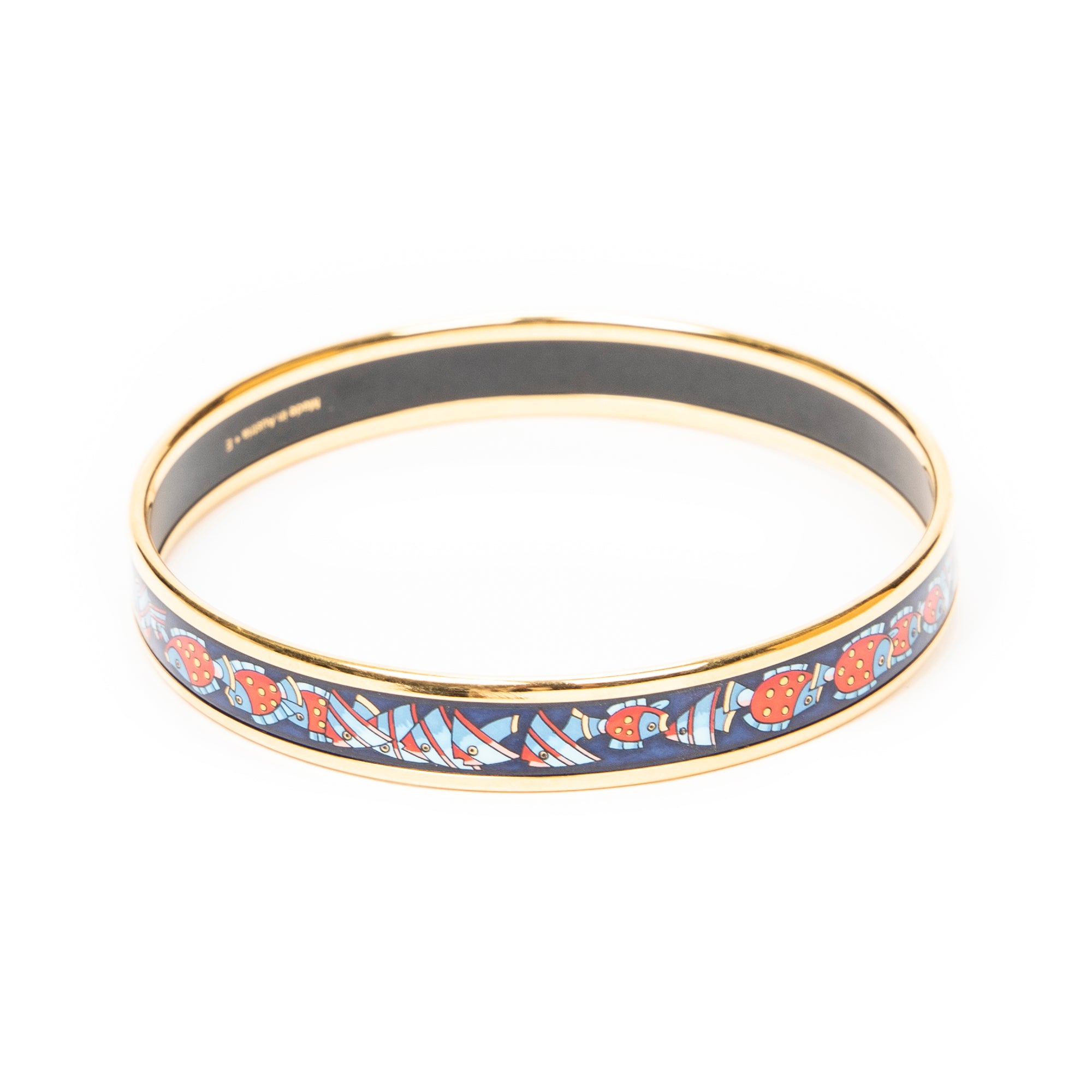 Bracelet Enamel Bangle PM Navy Fish Motif
