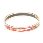 Bracelet Enamel Bangle PM Red Folded Fans and Ribbon Motif