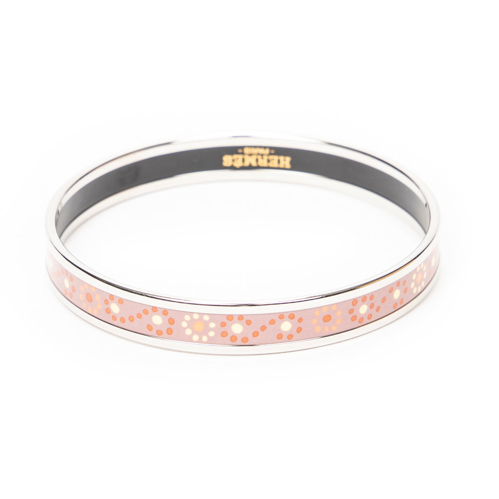 Bracelet Enamel Bangle PM Pink Floral Dot Motif