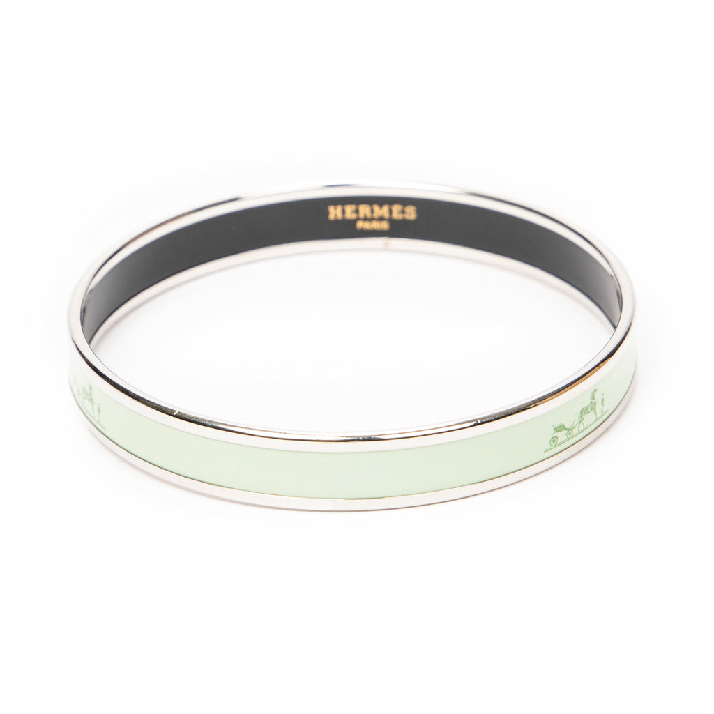 Bracelet Enamel Bangle PM Light Green Logo Motif