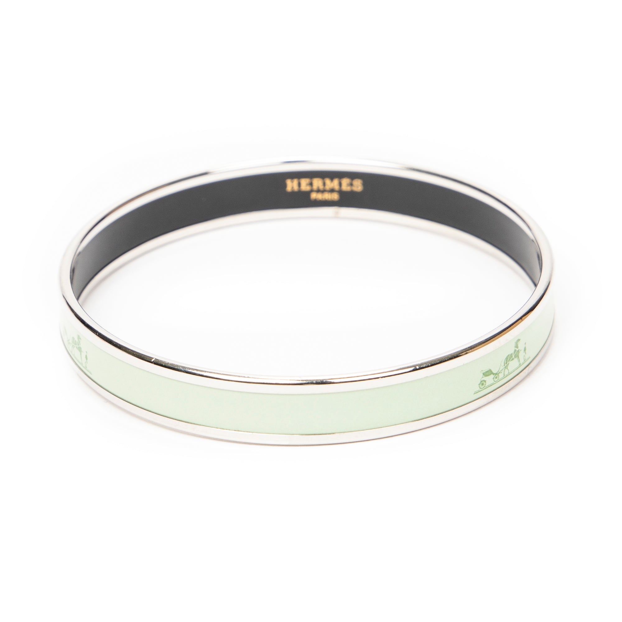 Bracelet Enamel Bangle PM Light Green Logo Motif