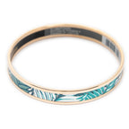 Bracelet Enamel Bangle PM Teal Leaf Motif