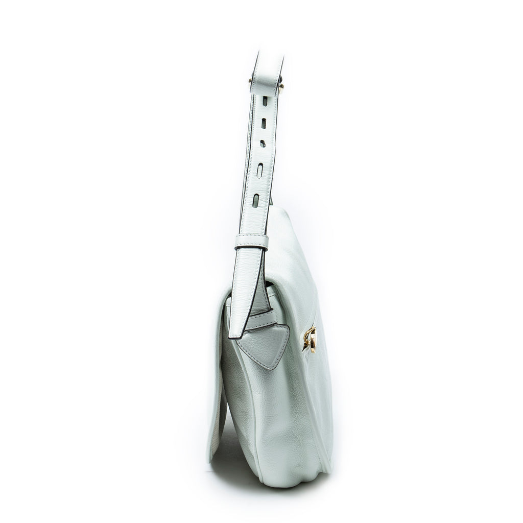 Shoulder Bag Heritage Flap Messenger White Grained Calfskin Leather